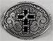 Diamondcut Black Enamel Cross Buckle, Religious Buckle