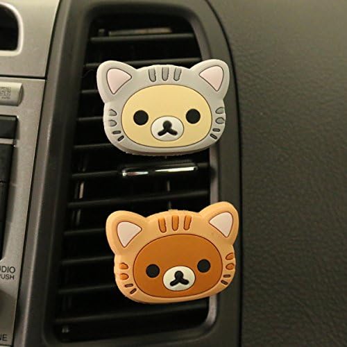 Rilakkuma Car Vent-Clip Air Fresheners Rilakkuma Cat Ver. Cute Automotive Accessories (Pack Of 2)