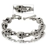 Mens Skull Bracelet Sterling Silver w/Great Detail