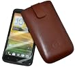 Favory Echt Ledertasche (Lasche mit R�ckzugfunktion und Klettverschluss) f�r HTC One X in braun