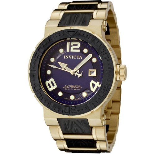 Invicta Men's 6769 Reserve Collection Automatic 18k Gold-Plated and Black Polyurethane Watch