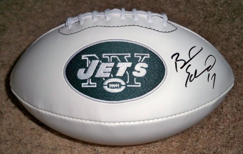 BRAYLON EDWARD SIGNED AUTOGRAPHED NEW YORK JETS LOGO FOOTBALL