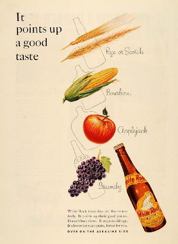 1935 Ad White Rock Water Rye Scotch Bourbon Brandy - Original Print Ad
