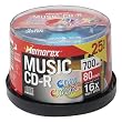 Memorex 700MB/80-Minute Music CD-R Media (Colors, 25-Pack)