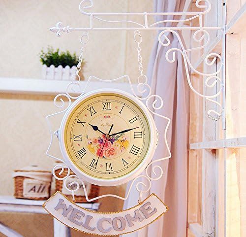 Double-sided Wall Clock European Fashion Creative Mute Large Wall Clock (White)