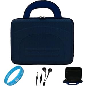 SumacLife Premium Blue Nylon Cube Carrying Case for Motorola XOOM 2 Android 3.0 Honeycomb 10.1-inch Tablet (Compatible with All Models) + Black Hands-free Headphones + SumacLife TM Wisdom*Courage