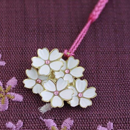 Japanese Cherry Blossom[sakura] Netsuke[strap with Figurine] of Brass, 5pieces