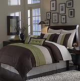 8 PC. BEDDING ENSEMBLE CHOCOLATE SAGE QUEEN FROM MARRIKAS