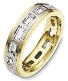 5.5mm contemporary two-tone diamond wedding band ring (2.80cts diamonds 18K Gold)