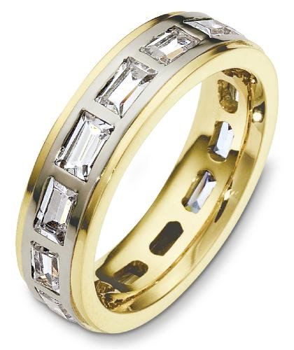 5.5mm contemporary two-tone diamond wedding band ring (2.80cts diamonds 18K Gold)
