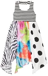 Girls General Print Shirred Chiffon/Cotton/Polyester/Spandex  Dress