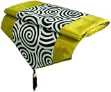 Artiwa Lime & Cream Silk Table Runner 14x92 inch with Black Velvet spiral