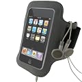 igadgitz Wasserabweisendes Neopren Armband in Schwarz mit silberem Warnstreifen f�r Sport Jogging und Fitnessstudio mit Tasche/Etui/Case f�r Apple iPod Touch 2G 2. Gen 3G 3. Gen und das neue 4G 4. Gen Generation 8gb, 16gb, 32gb & 64gb
