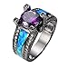 Rongxing Jewelry Opal Rings Womens Purple Amethyst Black Gold Filled Promise Rings Size 6