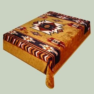 Southwest Style Brown Heavy Weight Queen Size Mink Blanket With Bonus Dream Catcher