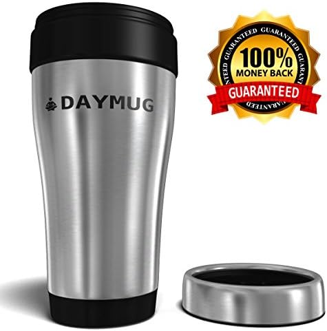 Travel Mug - Best Coffee &amp; Tea Insulated Traveling Thermos Flask with No Spill Lid - Our Commuter Mugs Get Today 100% Money Guarantee - Top Stainless Steel 16 oz Drinking Bottle - Extra Ebook Included