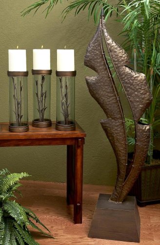 Becca Iron and Glass Hurricane Candleholders