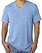 Mens Tri Blend V-Neck Tee Shirt, Large Blue Triblend