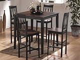5-pc Pack Tobaland Pub Table Set Wooden Table and 4 Wooden Dining Chair in Espresso Finish ADS90221