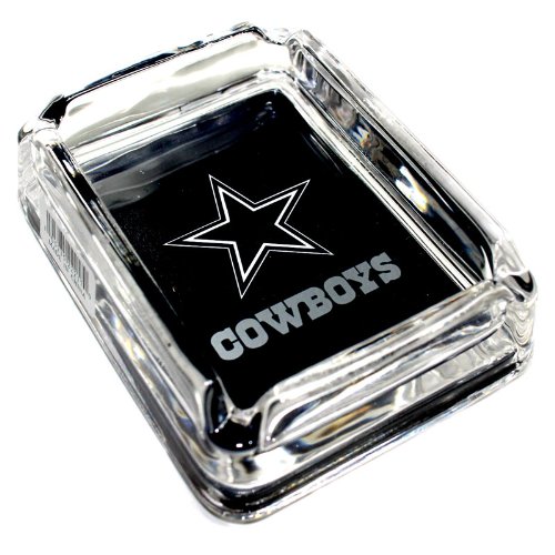Image of Dallas Cowboys Glass Ashtray - Dimensions 3 Inch x 4 Inch - Simulated Black Velvet Botton