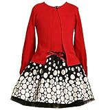 Little Girl Fall Clothes RED Dress Cardigan Set BONNIE JEAN Girls 4-6X