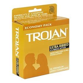 Trojan Ultra Ribbed Lubricated Latex Condoms - 36 ea