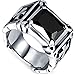 Men's Vintage Large Crystal Stainless Steel Dragon Claw Cross Ring Band Gothic Biker Knight Silver Black Size 8