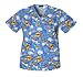 Cute Nursing Uniforms - Cherokee Cartoon Print Mock Wrap Scrub Top-My Little Honey, XXXX-Large