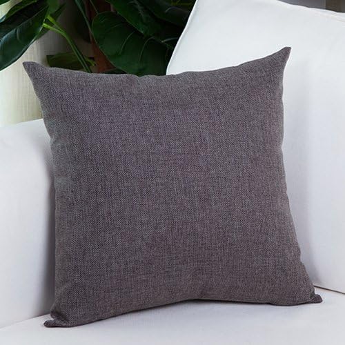 Cotton/Linen Blend Solid Square Euro Throw Pillow Cover Case, Decorative Pillowcase - 16" x 16", Dark Grey