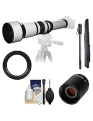 Photography: Samyang 650-1300mm f/8-16 Telephoto Lens (White) with 2x Teleconverter (=650-2600mm) + Monopod Kit for Sony Alpha DSLR SLT-A35, A37, A55, A57, A65, A77 Digital SLR Cameras - SAMYANG