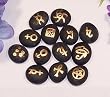 Rune Sets:Frosted Black Glass Gems Talking Runes.