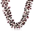 Sterling Silver 4-Row Freshwater Cultured Pearl 3.4-4mm & Garnet Necklace