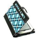 (Blue Checkered Plaid)Executive Melrose Leather Portfolio Jacket Protective Carrying Case Cover for Sony PRS-950 Daily Edition e-Book Reader + SumacLife TM Wisdom Courage Wristband