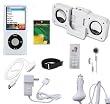 9 In 1 Accessory Bundle Combo for Apple Ipod Nano Chromatic 4th Generation 8gb, 16gb Series: Clear/White Silicone Skin Case Cover, USB 2in1 Data Sync Cable, Car Charger, Wall / Travel / AC Adapter Charger, 3.5mm Stereo Headset, Earbud Caps (come with 3 different sizes), Armband, Portable Foldable Speaker Dock, and a Screen Protector by HappyZone