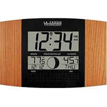 La Crosse Technology WS-8117U-IT-OAK Atomic Wall Clock with Outdoor Temperature