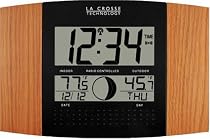 La Crosse Technology WS-8117U-IT-OAK Atomic Wall Clock with Outdoor Temperature
