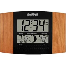 La Crosse Technology WS-8117U-IT-OAK Atomic Wall Clock with Outdoor Temperature