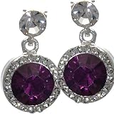 Caoilinn (KayLinn) 14mm Silver Amethyst Crystal Clip On Earrings