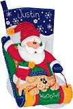 Sledding Santa Stocking Felt Applique Kit
