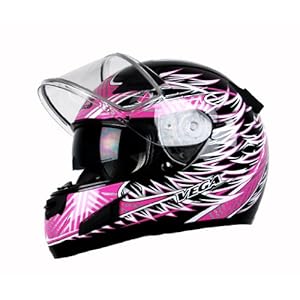 Vega Attitude Pink Small Full Face Snowmobile Helmet with Fierce Graphic