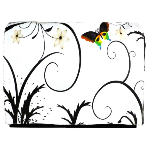 15.4 inch Brilliant Butterfly Escape White Floral Laptop Notebook Padded Compartment Shoulder Messenger Bag