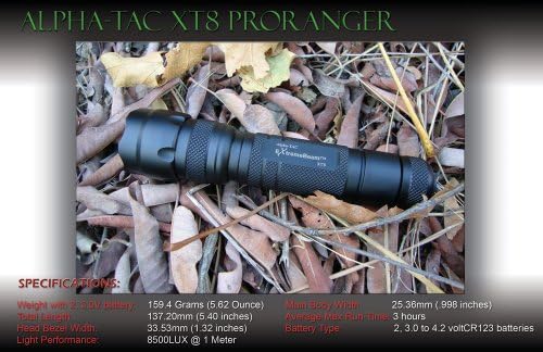 ExtremeBeam TAC XT8-L Pro-Ranger High-Output Precision LED Tactical Flashlight (8,500 LUX)