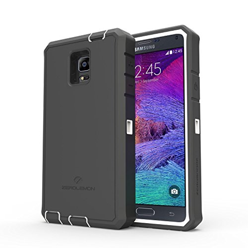 Samsung Galaxy Note 4 Rugged Case,Zerolemon ZeroShock Rugged Case + Belt Clip [Battery NOT Included] (Fits All Versions of Galaxy Note 4) [180 days ZeroLemon Warranty Guarantee] - White / Black