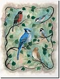 "Birds of a Feather" by Donna Jensen - Ceramic Tile Mural 24" x 18" Kitchen Shower Backsplash