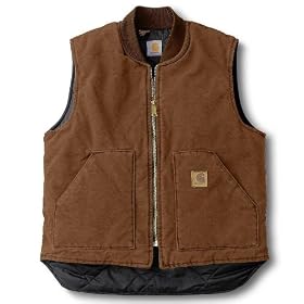 Carhartt Mens Duck Quilted Sandstone Vest Medium Brown - V02