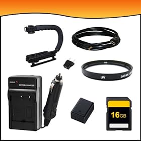 Professional Accessory Bundle Kit for Canon VIXIA HF M50-HF M500-HF M52 Full HD Camcorders includes BP727 Battery + BP727 Charger + 16GB SD Memory Card + HDMI + Action Grip + UV Filter