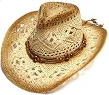 Discount 4 Pcs Wholesale Lots Ladies Womans Cap Medium Brim Crochet Cowboy Straw Hat with Strap
