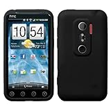 Solid Black Silicone Skin Gel Cover Case For HTC EVO 3D Shoot