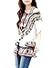 uxcell® M Beige Batwing Sleeve Detachable Belt Round Neck Women Tunic Top