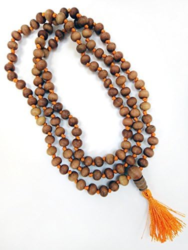 Sandalwood 10mm Hand-knotted 108 Count Prayer Beads Mala for Meditation and Stress Reduction